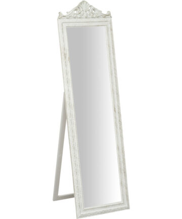 antiqued white finish floor mirror CON GRECA