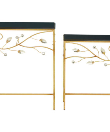 Interiors By Premier Versatile Set Of 2 Tables With Black Wooden Top, Nesting Design Side Tables, Elegant Side Table By Couch