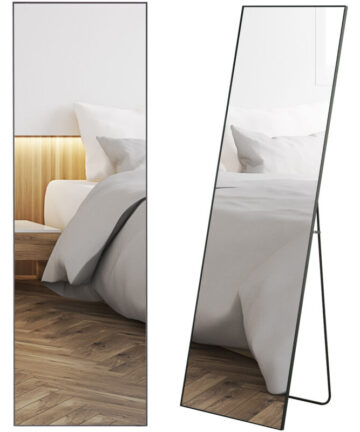 HOMCOM Full Length Mirror Floor Standing or Wall-Mounted, Dressing Mirror, Black