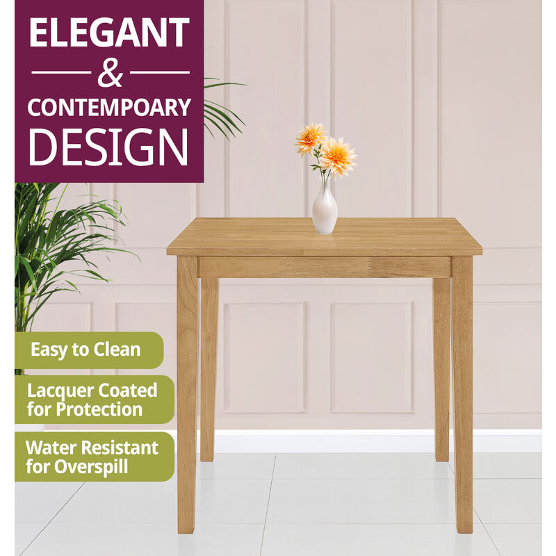 Hallowood Furniture Ledbury Small Rectangular Light Oak Kitchen Table, Wooden & Space-Saving Dining Table for Home, Kitchen, Offices, Apartments and Cafe (80cm) - Image 4