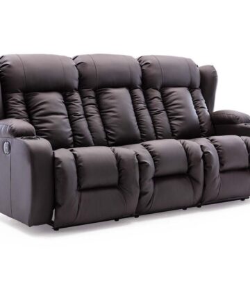 CAESAR HIGH BACK ELECTRIC BOND GRADE LEATHER RECLINER 3+2+1 SOFA ARMCHAIR SET BROWN 3 SEATER