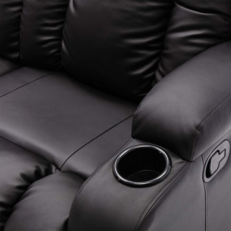 CAESAR HIGH BACK MANUAL BOND GRADE LEATHER RECLINER 3+2+1 SUITE SOFA ARMCHAIR SET BLACK 3 SEATER - Image 4