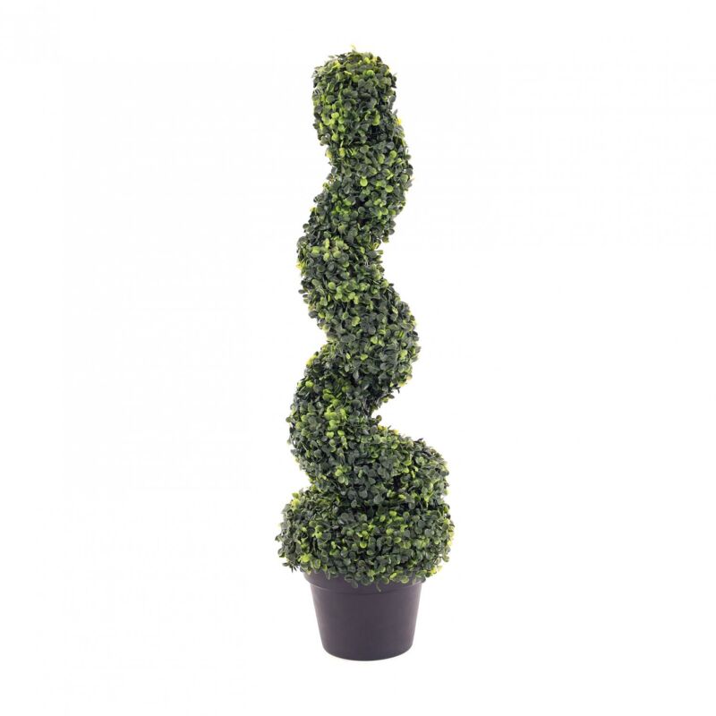 Oypla Set of 2 Artificial Topiary Boxwood Spiral Trees 80cm Indoor Outdoor Decoration - Image 2