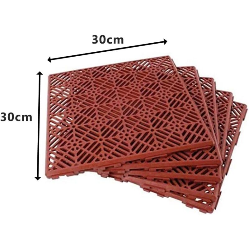 5pc Garden Deck and Patio Tiles Interlocking Click Flooring Tiles 30 x 30cm Decking Tile - Terracotta - Image 3