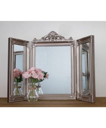 Ornate Silver Dressing Mirror, Antique Style Mirror, Gold Dressing Table Mirror, Table Rustic Vanity Mirror Ornate Shabby Chic Make Up Styling Bedroom Folding Mirror