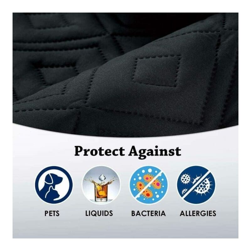 Black Quilted Armchair Cover - Image 3