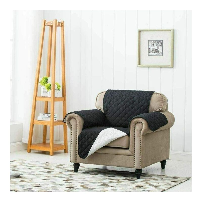 Black Quilted Armchair Cover - Image 4