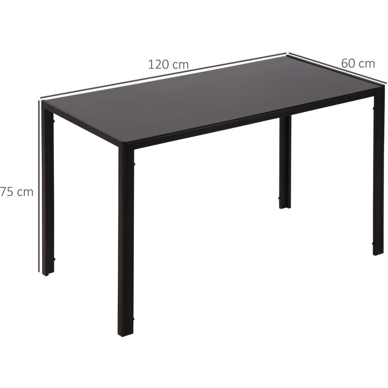 HOMCOM Modern Rectangular 4 Seater Dining Table with Tempered Glass Top - Image 2