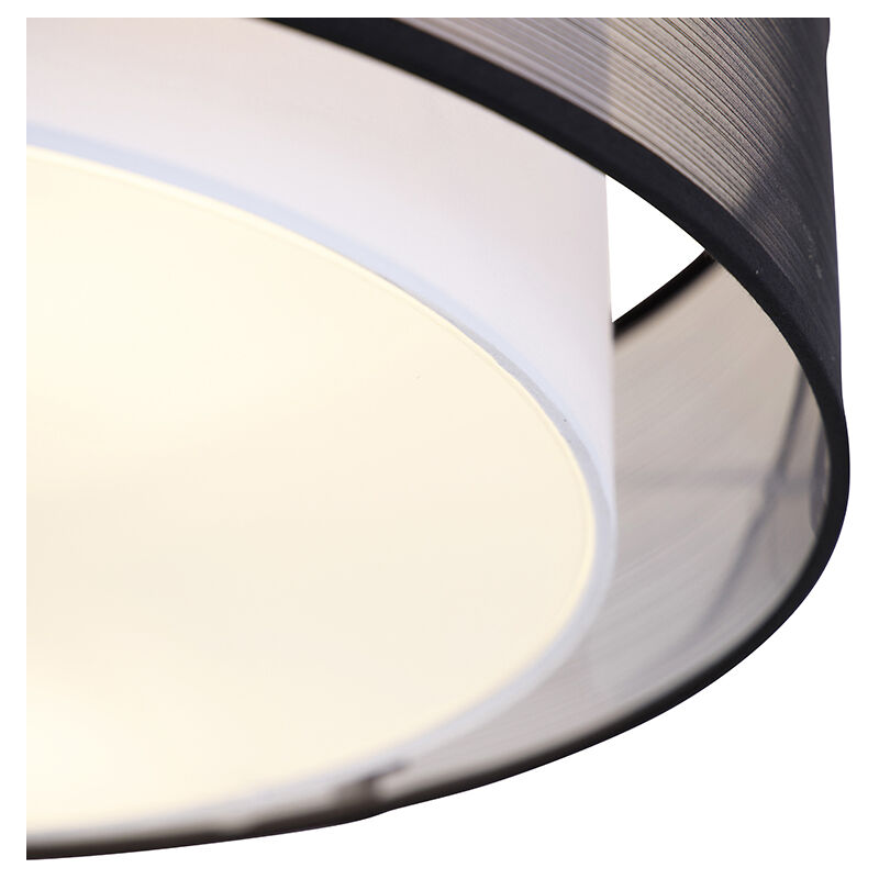 Modern Ceiling Light Black with White 50 cm 3-Light - Drum Duo - Image 3