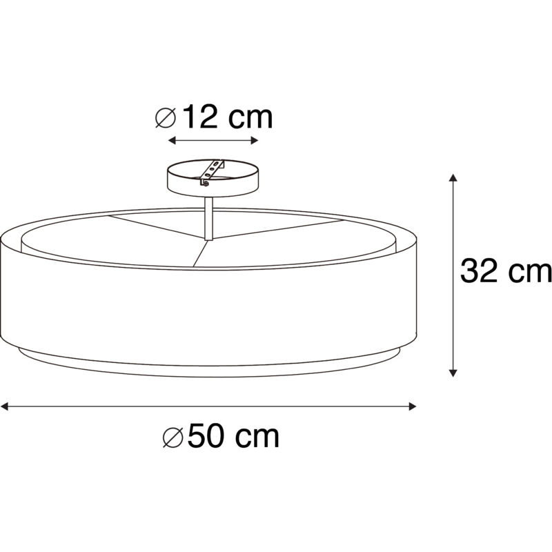 Modern Ceiling Light Black with White 50 cm 3-Light - Drum Duo - Image 4