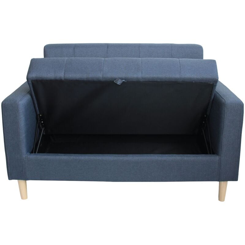 Smart Sofa in a Box, Fabric Sofa with Wooden Legs and Hidden Storage Space - 2STR Dark Grey - Image 3