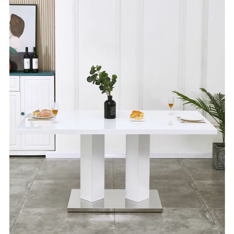 FURNIZONE UK Meridian 6-Seater White High Gloss Dining Table - Image 3