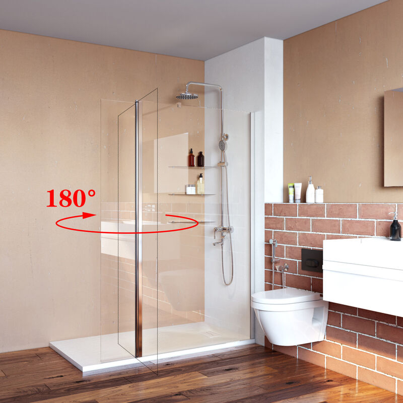 ELEGANT Frameless 700mm Walk in Shower Enclosure 6mm Tempered Glass Shower Door Screen Wet Room - Image 2
