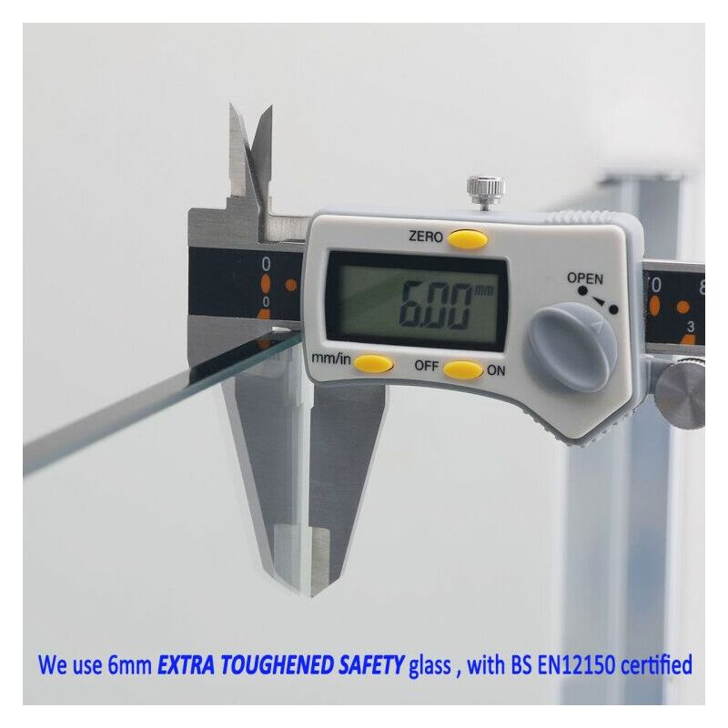 ELEGANT Frameless 700mm Walk in Shower Enclosure 6mm Tempered Glass Shower Door Screen Wet Room - Image 4