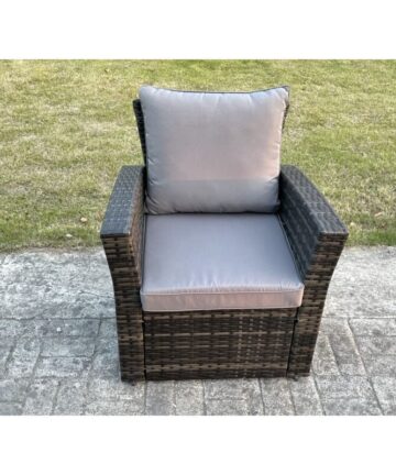 Fimous High Back Rattan Arm Chair Patio Outdoor Garden Furniture With Cushion