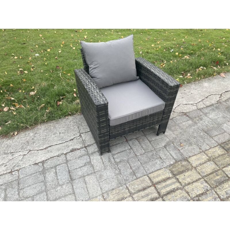 Fimous High Back Rattan Outdoor Garden Furniture Single Sofa Arm Chair Patio Furniture With Thick Seat And Back Cushion - Image 2