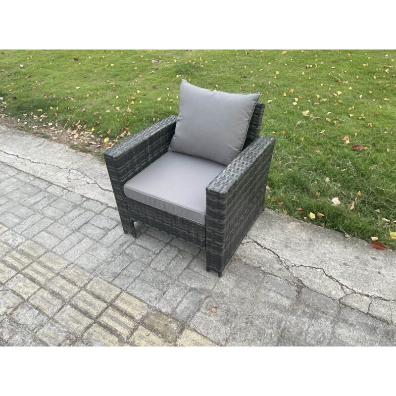 Fimous High Back Rattan Outdoor Garden Furniture Single Sofa Arm Chair Patio Furniture With Thick Seat And Back Cushion - Image 3