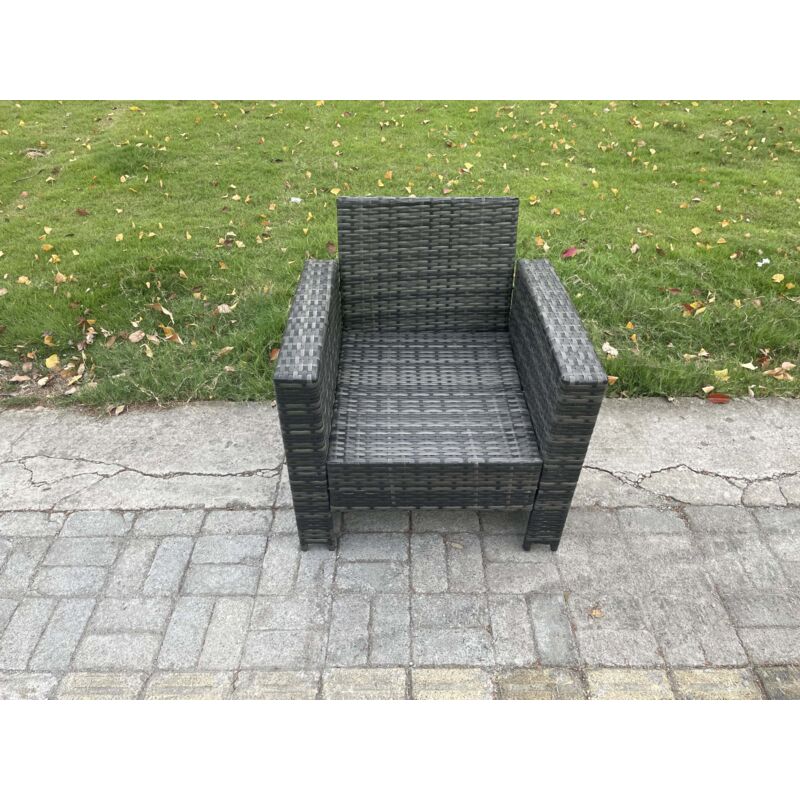 Fimous High Back Rattan Outdoor Garden Furniture Single Sofa Arm Chair Patio Furniture With Thick Seat And Back Cushion - Image 4