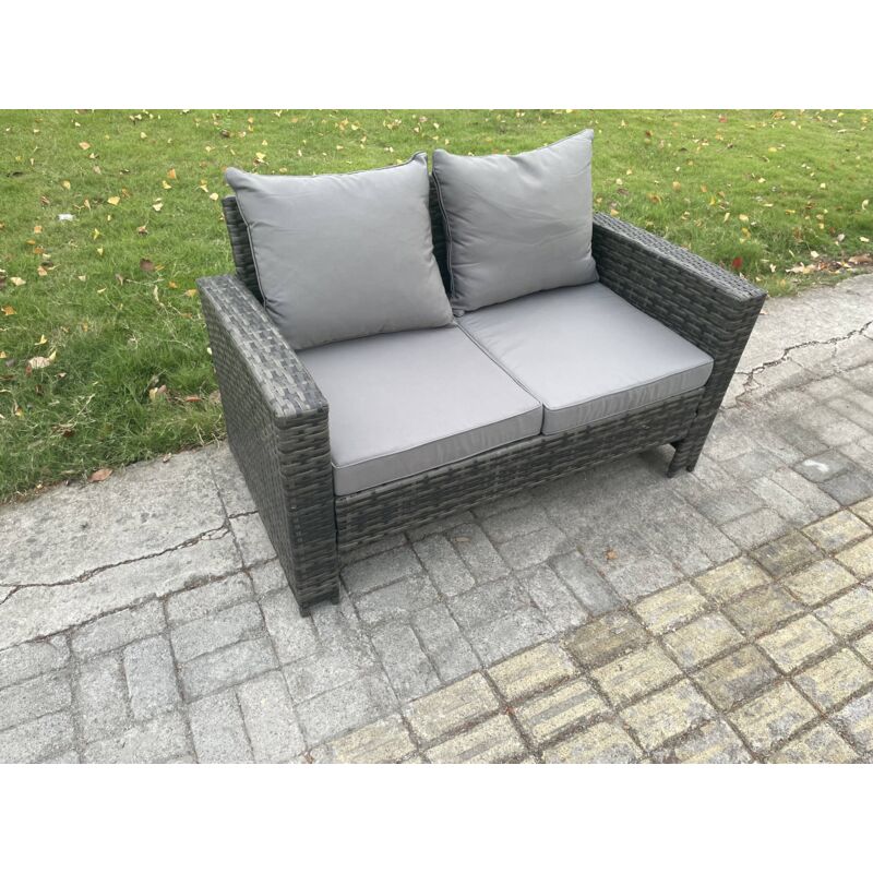 Fimous High Back Rattan 2 Seater Loveseat Sofa Double Seat Patio Outdoor Garden Furniture With Thick Seat And Back Cushion - Image 3