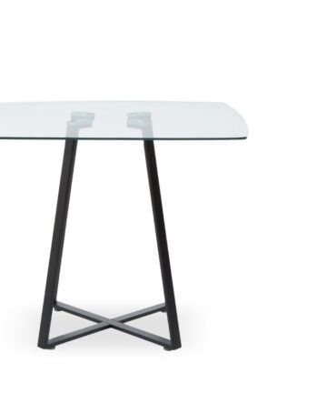 Premier Housewares Dining Table Glass Dining Tables Square Dining Table With Matte Black Base Base Large Modern Dinner Table With Geometric Look 90 x 90 x 76
