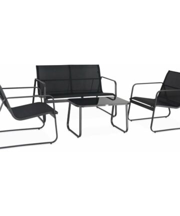 4-seater metal garden sofa set, Silvi, Anthracite, 77x114x76 cm
