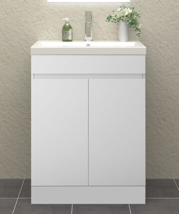 500mm White Floor Standing Bathroom Vanity Unit with Basin - 2 Doors
