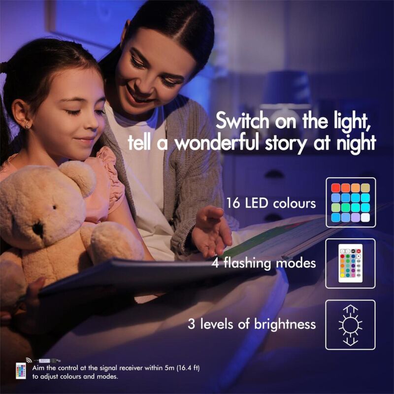 ELFORDSON Bedside Table RGB LED Nightstand 3 Drawers 4 Side High Gloss White - Image 3