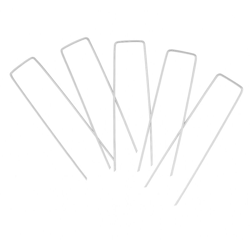 Oypla 100x Galvanised Steel Weed Membrane Pins Ground Stakes Garden Pegs Anchors - 6 inch (150mm) - Image 4