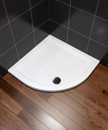 ELEGANT Quadrant Shower Tray 900 x 900 mm White Corner Stone Shower Base Tray for Bathroom Enclosure Slimline 40mm with Waste Trap