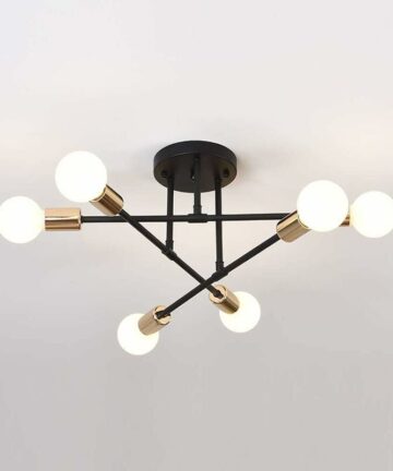 COMELY Modern Ceiling Light, 6-Lights Vintage Lamp, Industrial Chandelier Pendant Light E27 Base, for Living Room Bedroom Kitchen