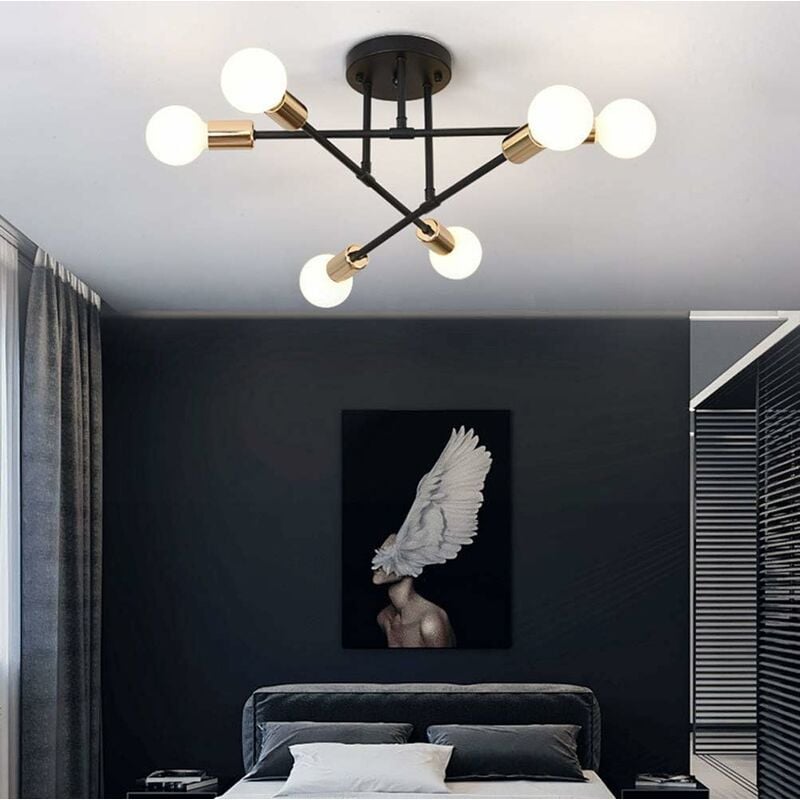COMELY Modern Ceiling Light, 6-Lights Vintage Lamp, Industrial Chandelier Pendant Light E27 Base, for Living Room Bedroom Kitchen - Image 2