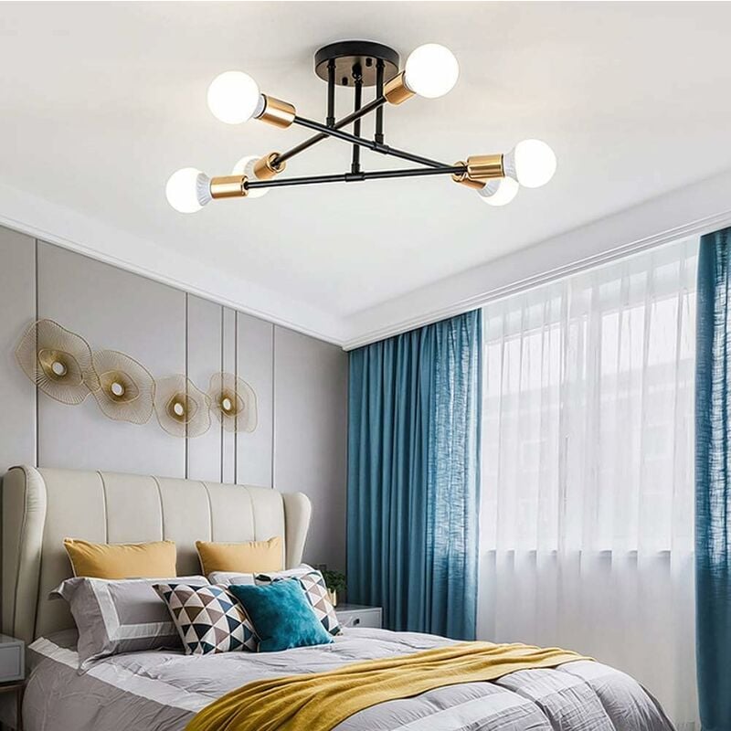 COMELY Modern Ceiling Light, 6-Lights Vintage Lamp, Industrial Chandelier Pendant Light E27 Base, for Living Room Bedroom Kitchen - Image 3
