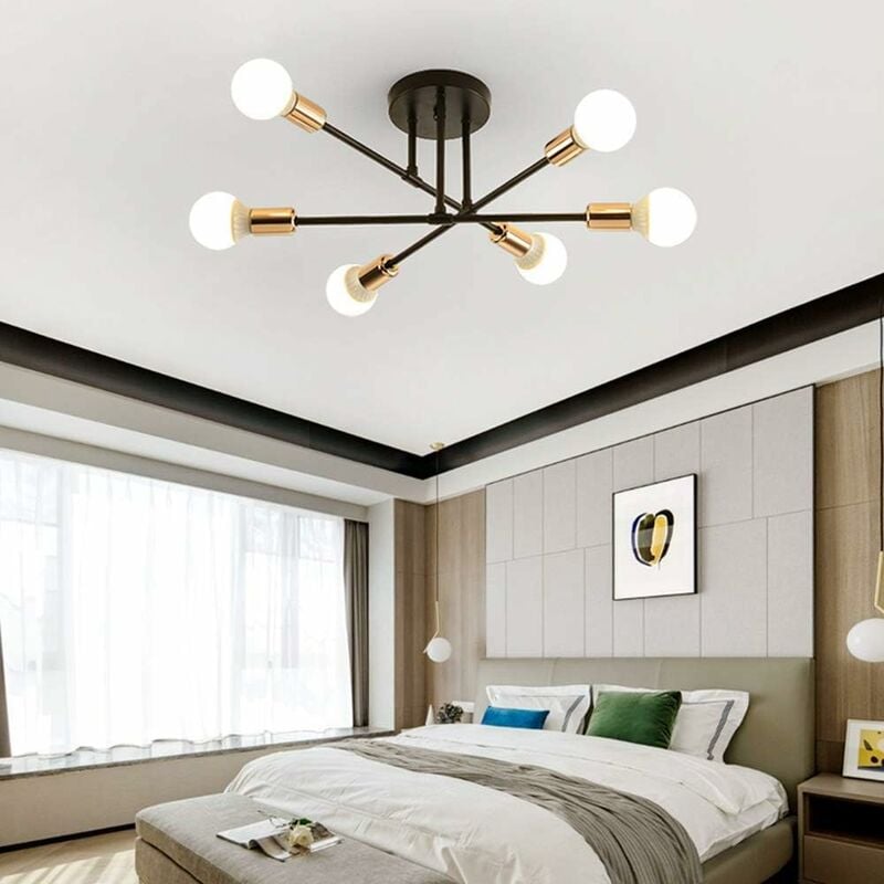 COMELY Modern Ceiling Light, 6-Lights Vintage Lamp, Industrial Chandelier Pendant Light E27 Base, for Living Room Bedroom Kitchen - Image 4