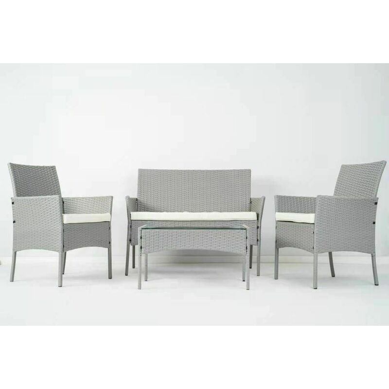 4pcs Rattan Outdoor Garden Furniture Sofa Set Table & Chairs (Roger Grey) - Image 2