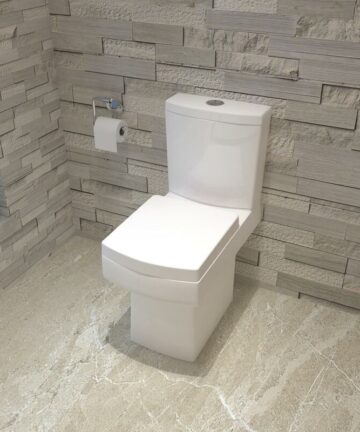 Close Coupled Toilet White Ceramic Square Modern Bathroom Pan & Seat WC Bathroom