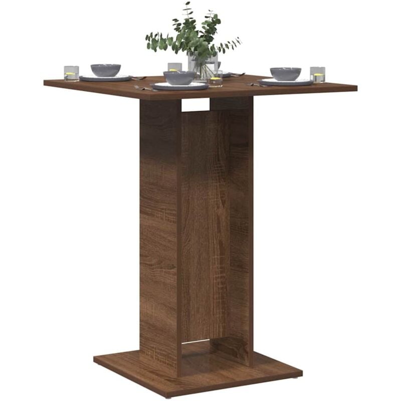 Bistro Table Brown Oak 60x60x75 cm Engineered Wood vidaXL - Image 2