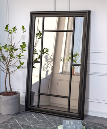 Black Large Frame Garden Wall Hanging Glass Mirror