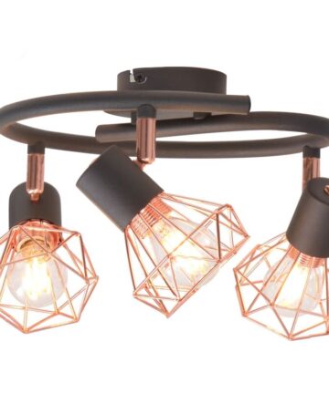 Ceiling Lamp with 3 Spotlights E14 Black and Copper vidaXL