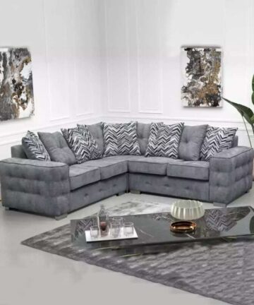 Pioneer Febric Grey/Cream Corner/3+2 Sofa Set - Grey Corner