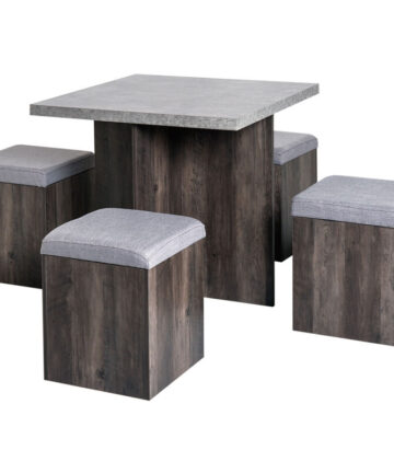 HOMCOM Dining Table w/ 4 Ottomans Seats Kitchen Home Furniture Set Modern Style