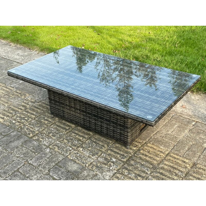 Fimous 6 Seater Rattan Corner Sofa Set Rising Adjustable Dining Table Set With Seat And Back Cushion - Image 4