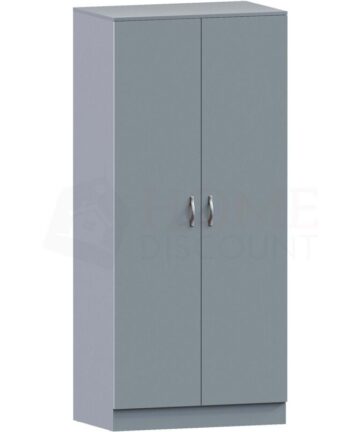 Riano 2 Door Wardrobe With Hanging Rail & Storage Shelf, Grey