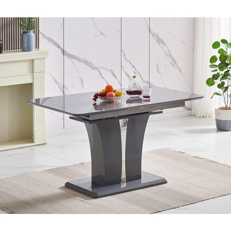 FURNIZONE UK Mozart Grey Glass Extending Dining Table - Image 2