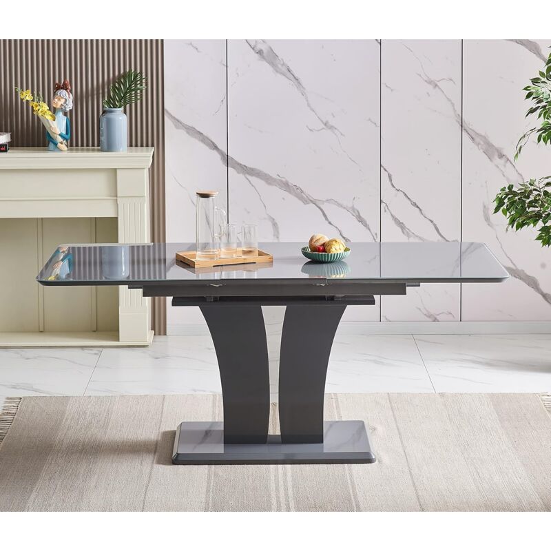 FURNIZONE UK Mozart Grey Glass Extending Dining Table - Image 3