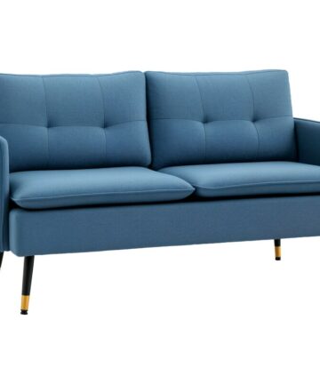 HOMCOM Modern Upholstered Two Seater Sofa for Bedroom Living Room Blue