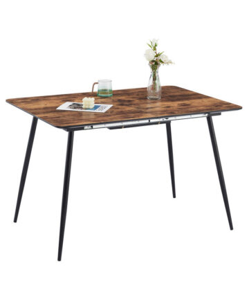 Dining Table, Extendable Dining Table, 120-160x80x75cm Kitchen Table, Rectangle Wood Table, Brown