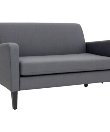 HOMCOM Linen Modern-Curved 2-Seat Sofa Loveseat w/ Thick Cushion Wood Legs Grey
