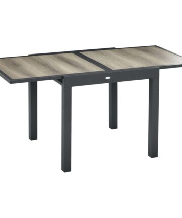 Outsunny Extendable Outdoor Dining Table Aluminium Rectangle Patio Table Beige