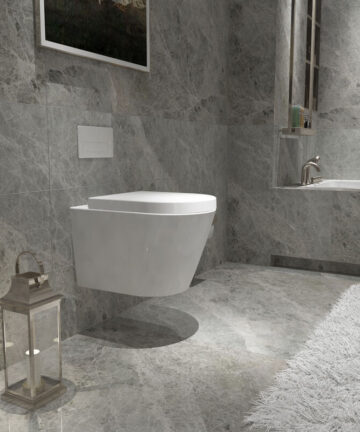 AICA Bathroom Rimless Wall Hung Toilet Soft Close Seat WC White Ceramic P-T