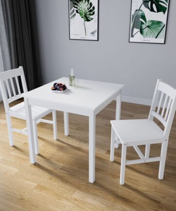 ELEGANT Dinning Furniture Table with 2 chairs White Home & Restaurants